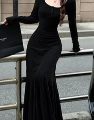 Elegant Square Neck Mermaid Dress