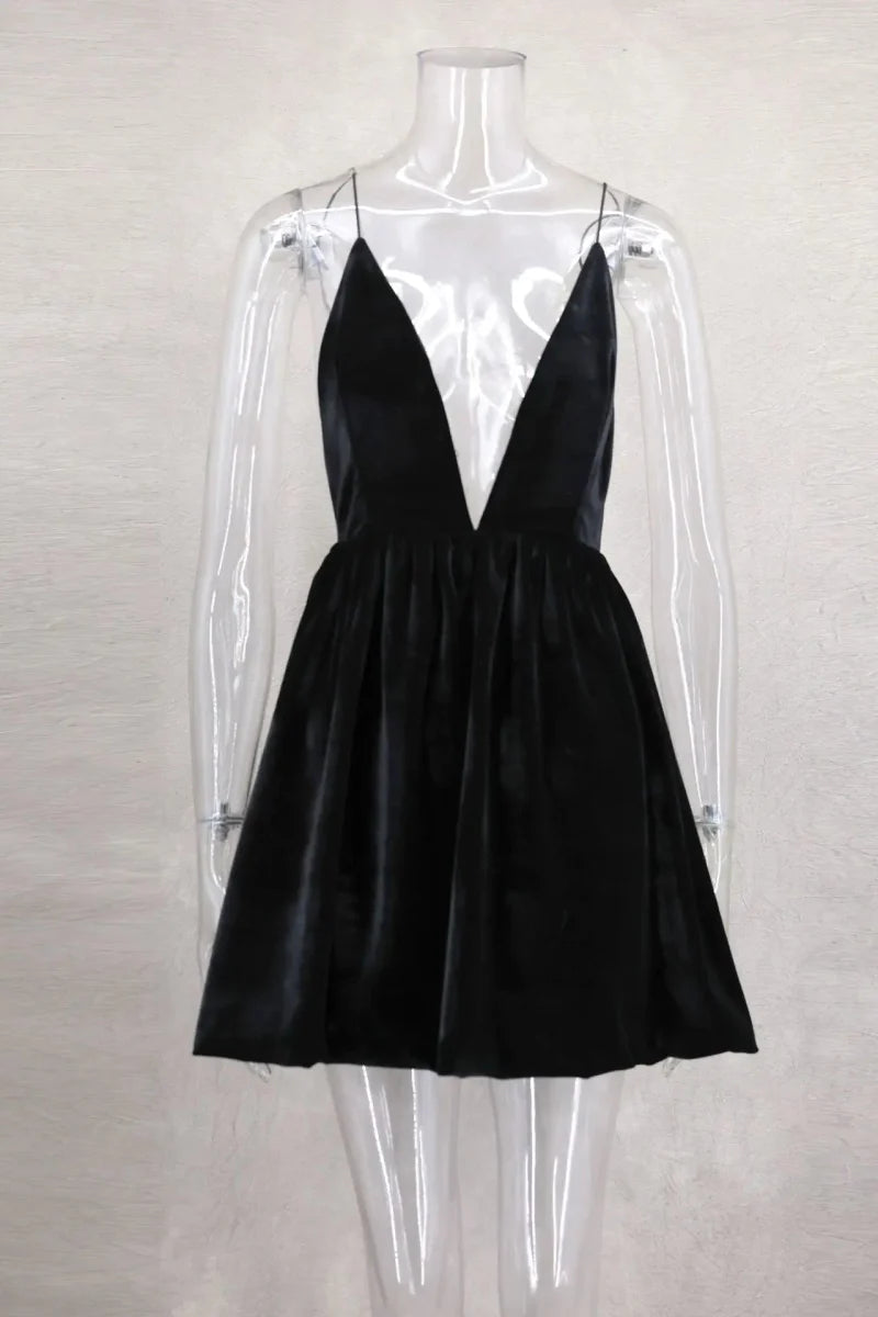 Elegant Velvet High Waist Mini Dress