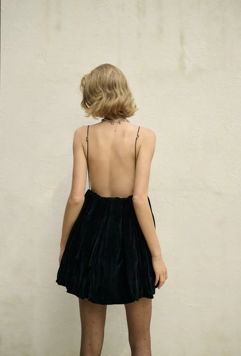 Elegant Velvet High Waist Mini Dress