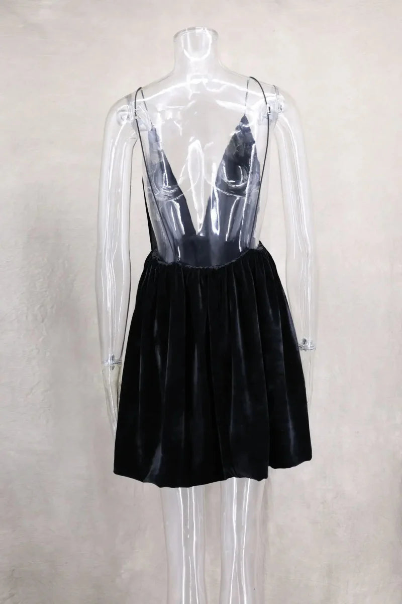 Elegant Velvet High Waist Mini Dress