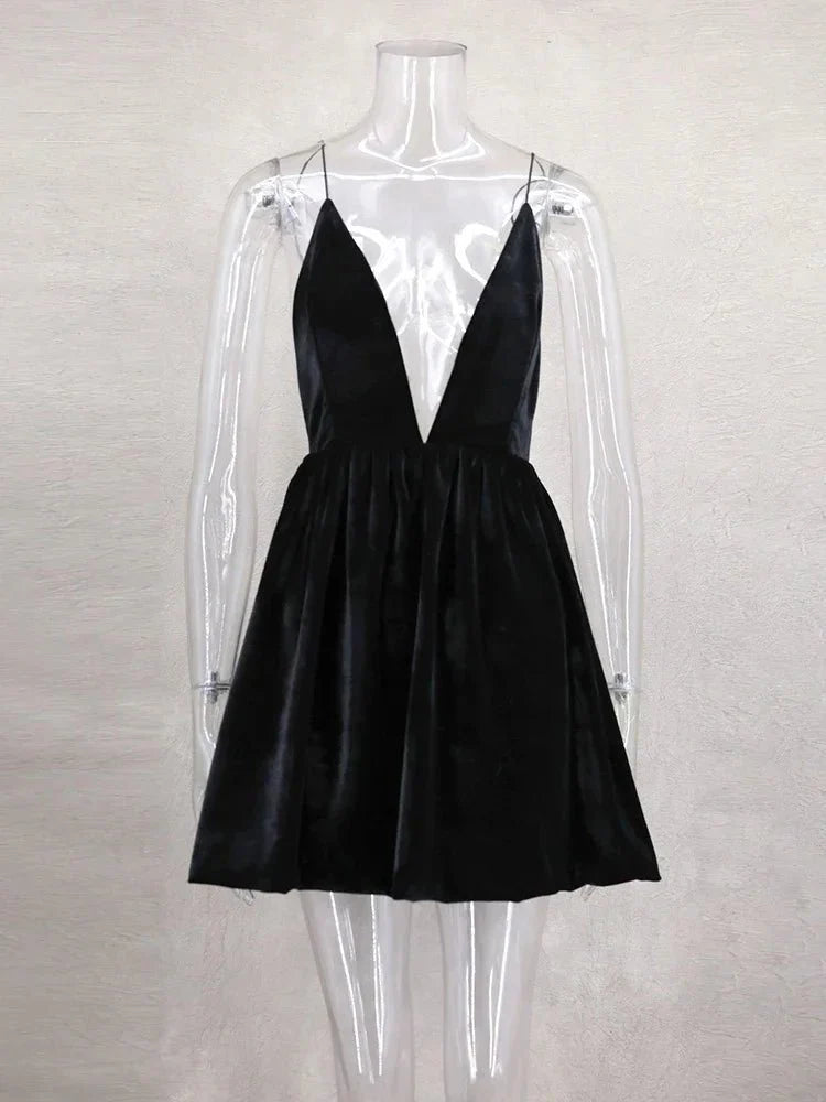 Elegant Velvet High Waist Mini Dress