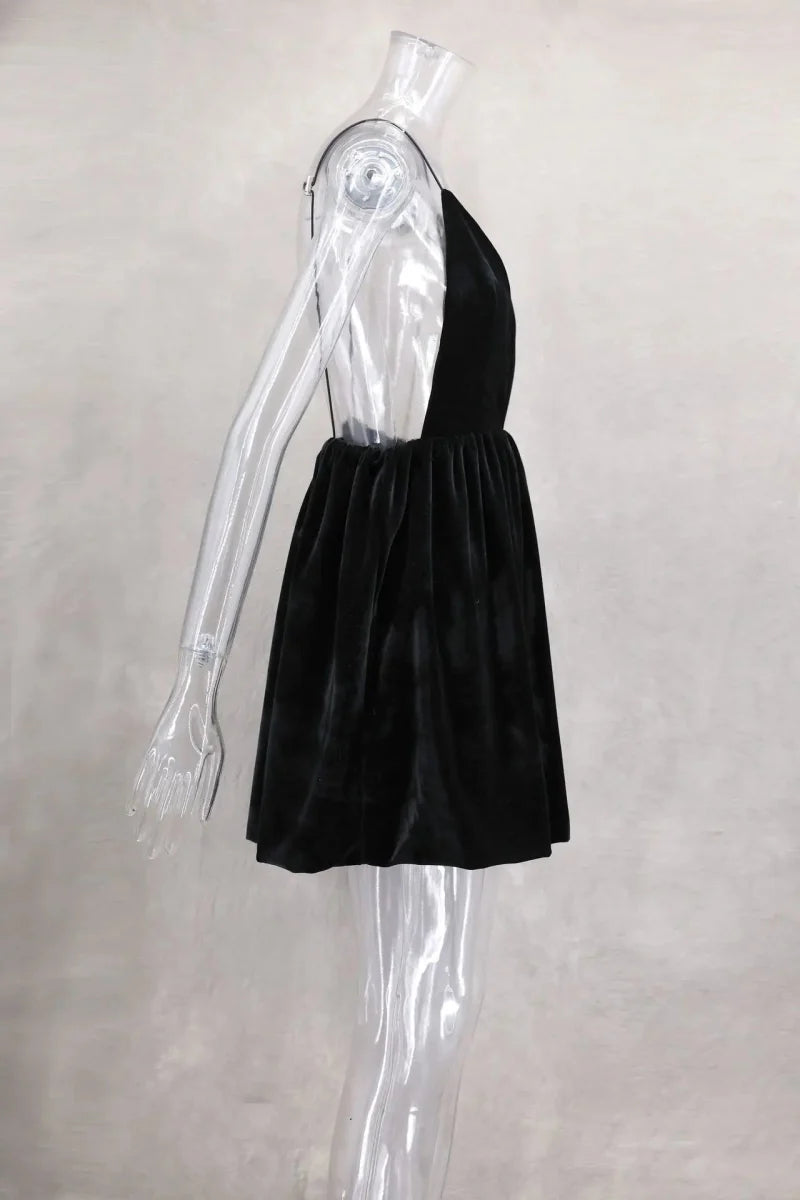 Elegant Velvet High Waist Mini Dress