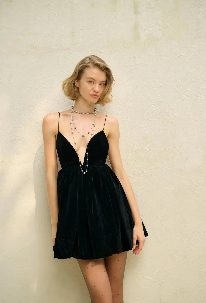 Elegant Velvet High Waist Mini Dress