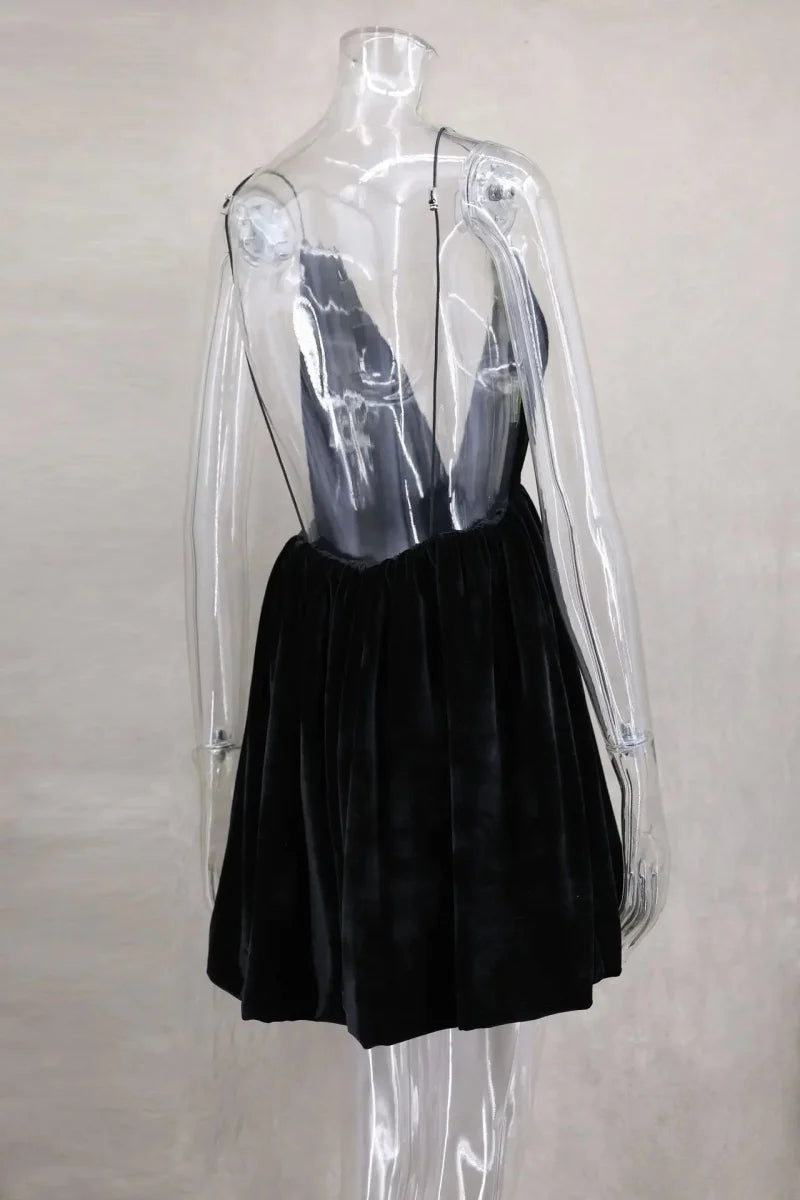 Elegant Velvet High Waist Mini Dress