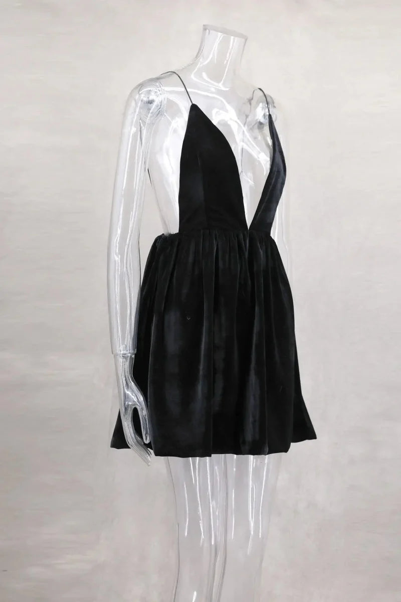 Elegant Velvet High Waist Mini Dress