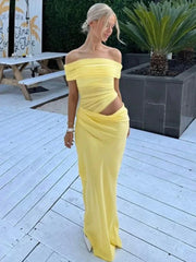 Elegant Yellow Holiday Beach Dress
