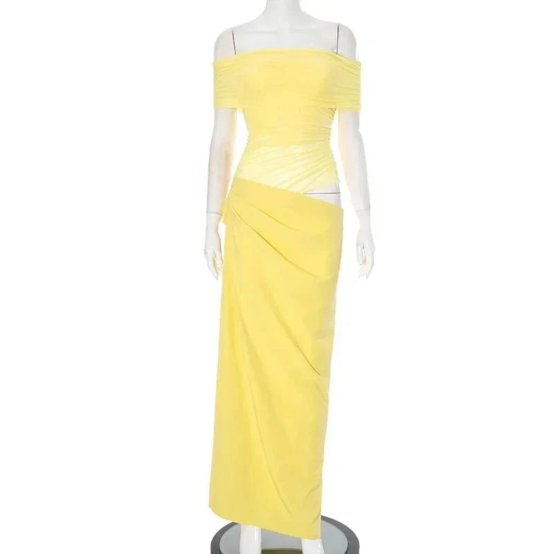 Elegant Yellow Holiday Beach Dress