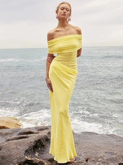 Elegant Yellow Holiday Beach Dress