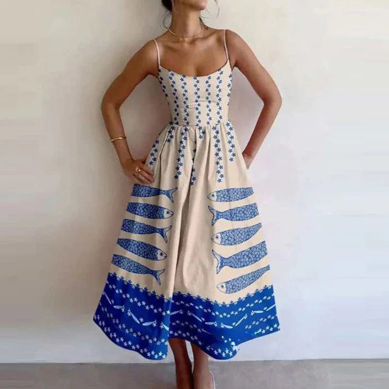 Ethnic Style Loose Pocket Maxi Dress
