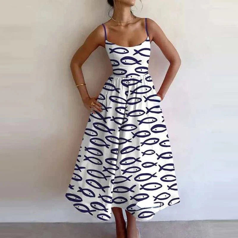 Ethnic Style Loose Pocket Maxi Dress