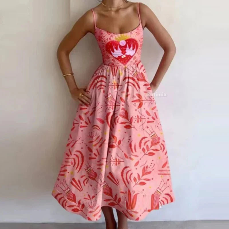 Ethnic Style Loose Pocket Maxi Dress
