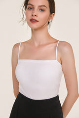 Pydshop White Cropped Cami Top With Inner Bra