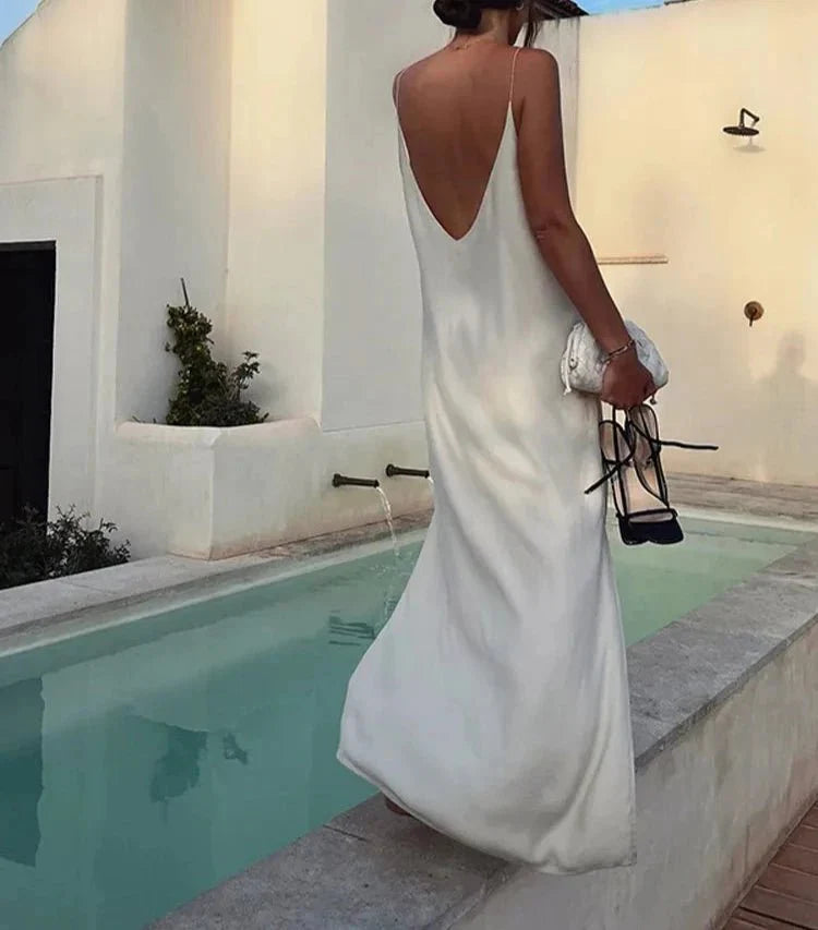 Fashion Elegant V-neck Split Maxi Dress
