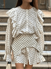 Fashion O-Neck Ruffled Patchwork Dress