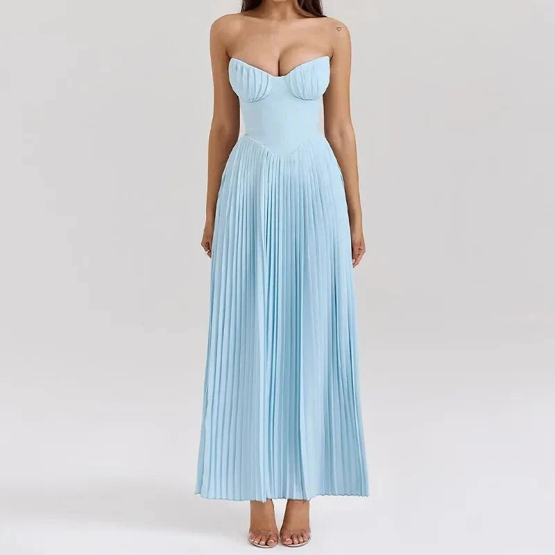 Fashion Strapless A-line Maxi Dress