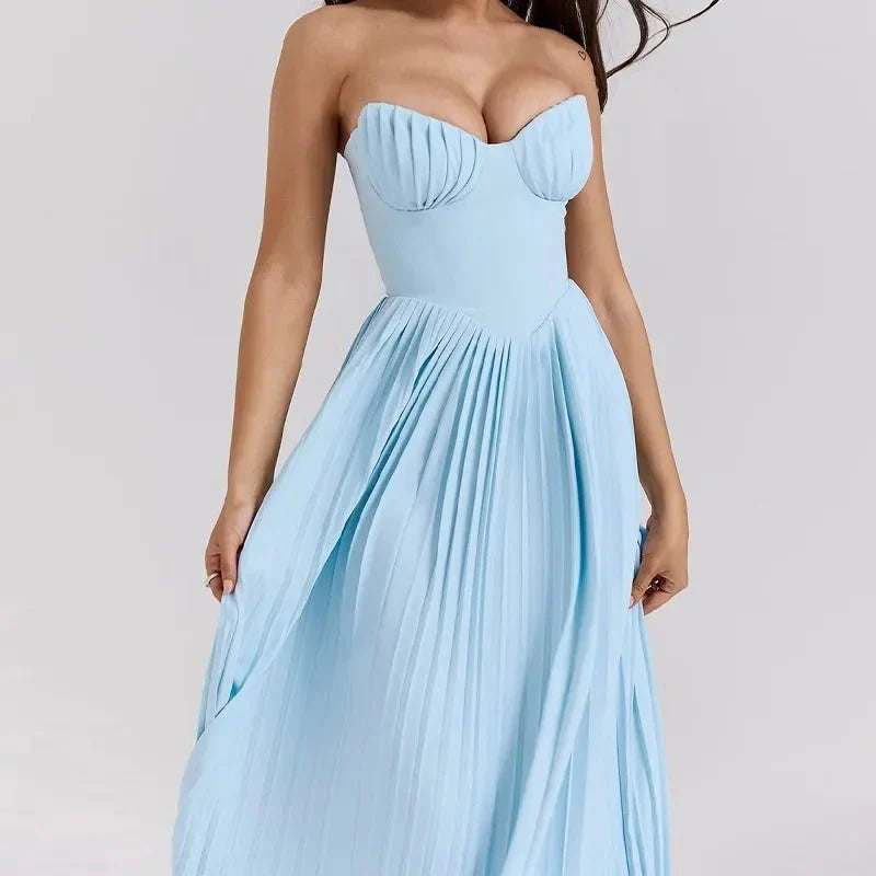 Fashion Strapless A-line Maxi Dress