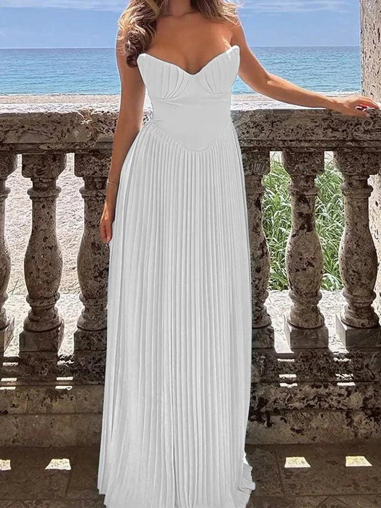 Fashion Strapless A-line Maxi Dress