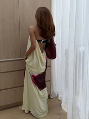 Floral Printed Strapless Loose Dress