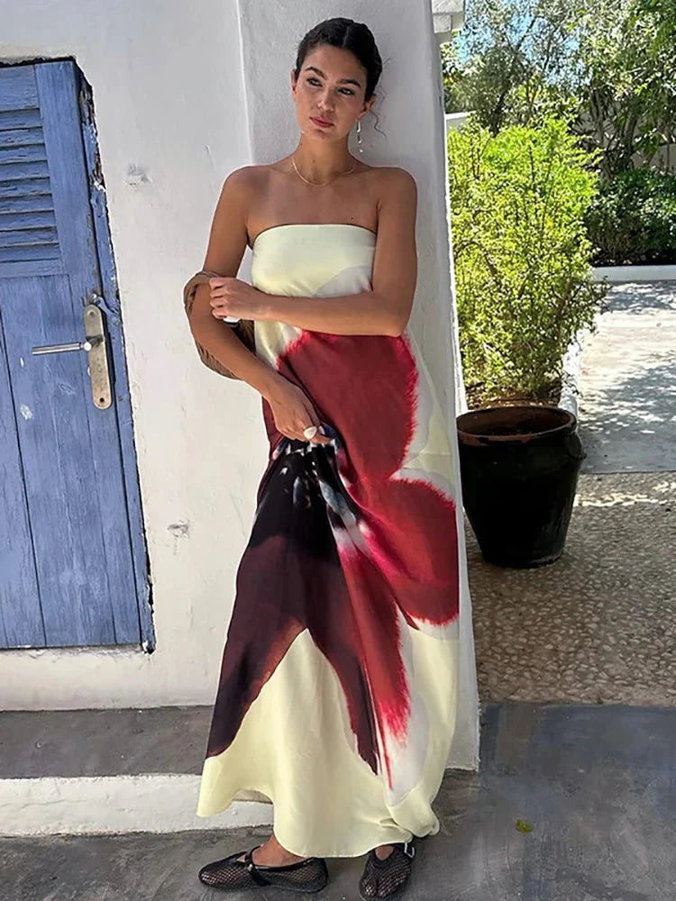 Floral Strapless Maxi Dress