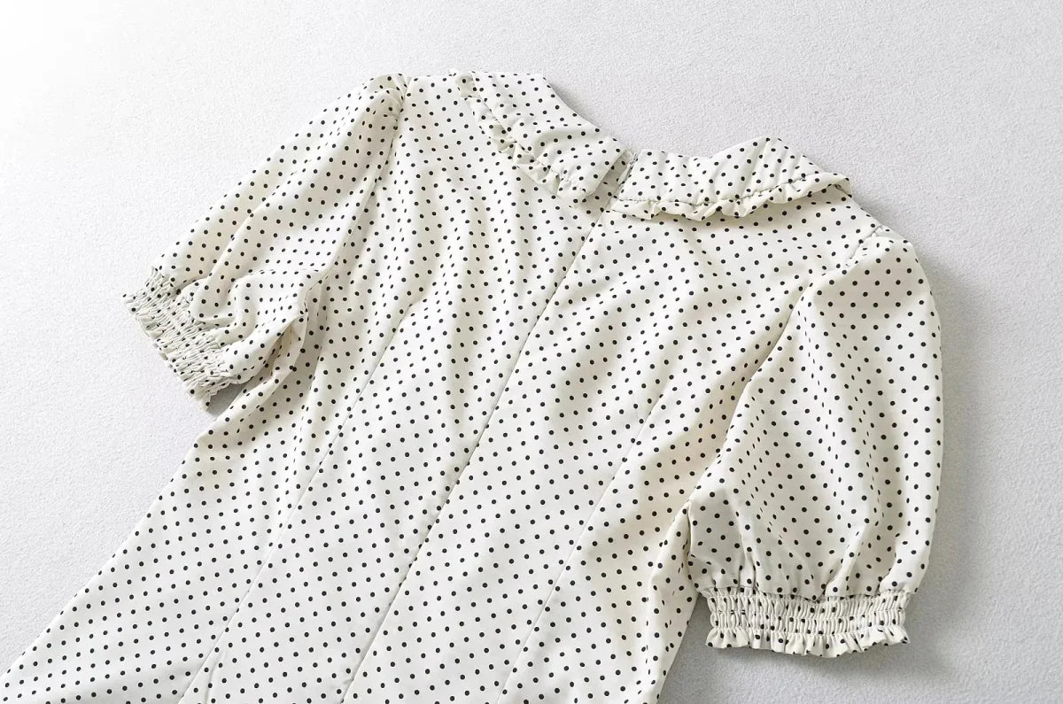 French Style Puff Sleeve Mini Dress