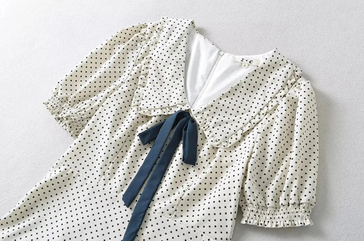 French Style Puff Sleeve Mini Dress