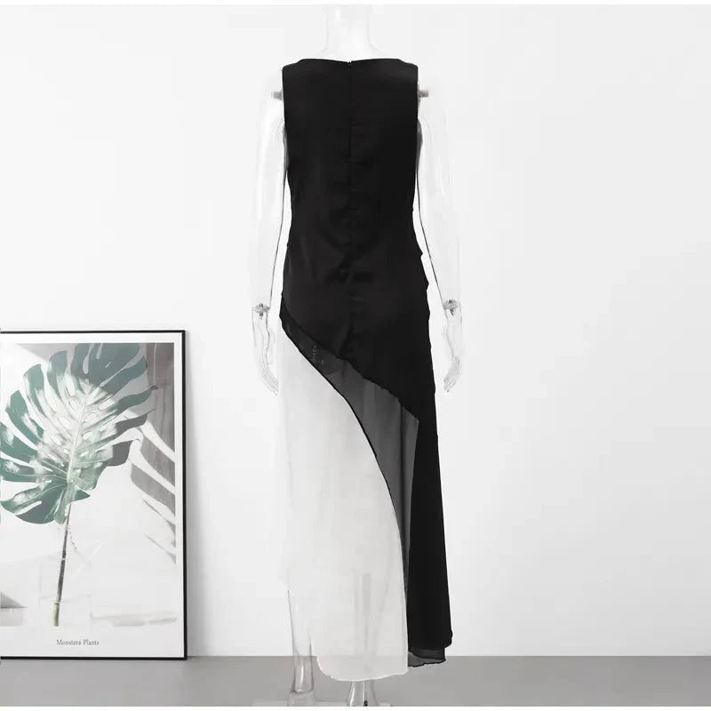 Gradient Mesh Patchwork Black Party Evening Dresses
