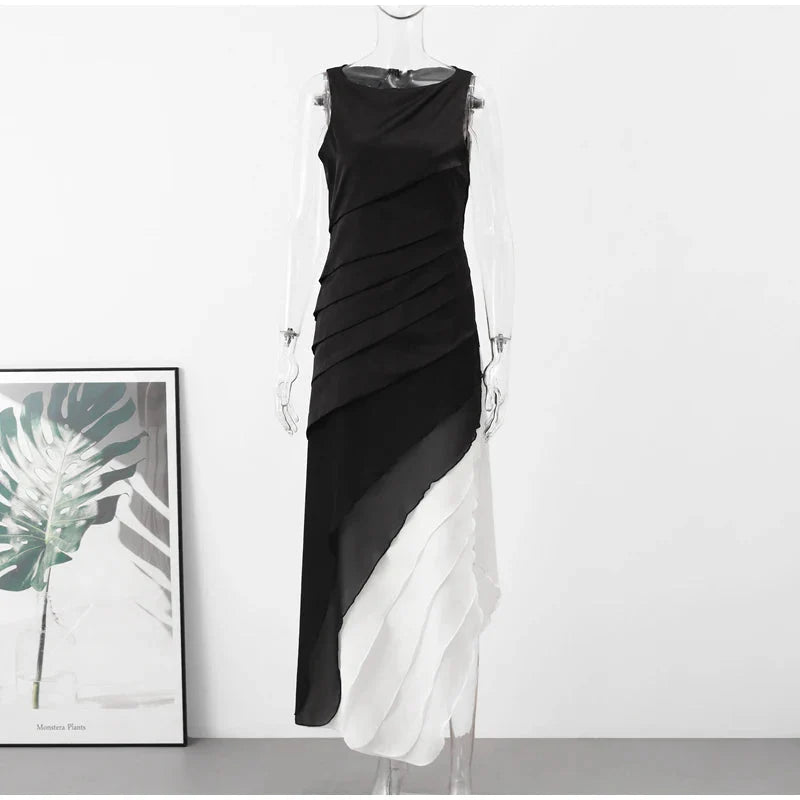 Gradient Mesh Patchwork Black Party Evening Dresses