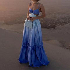 Gradient Spaghetti Strap Long Dress