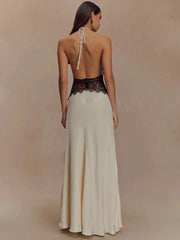 Halter V-Neck High Waist Maxi Dress