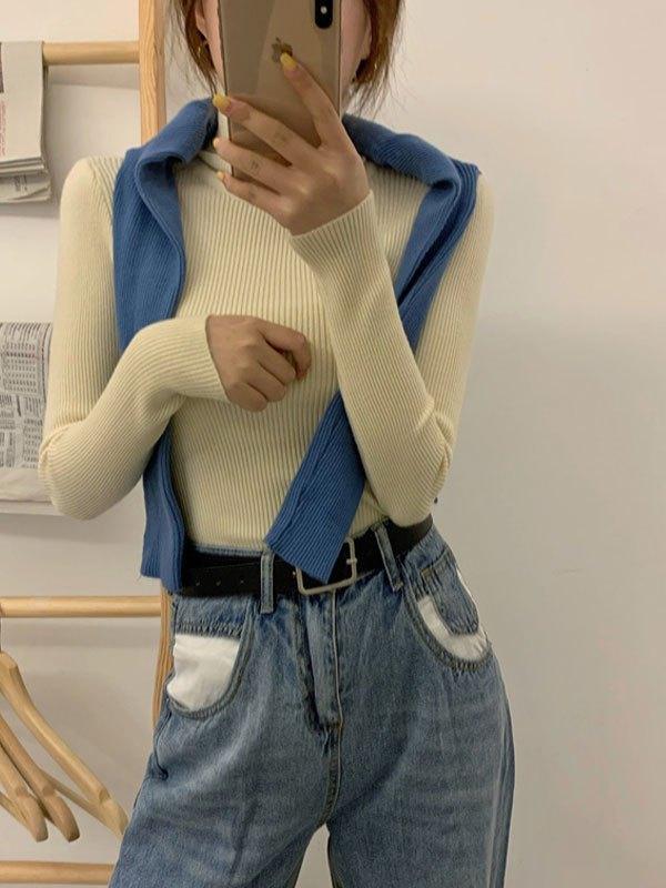 Pydshop High Neck Jumper Knit Top