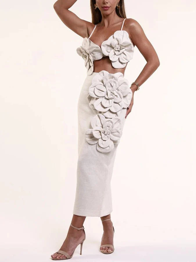 High Waist Flower Party Dress