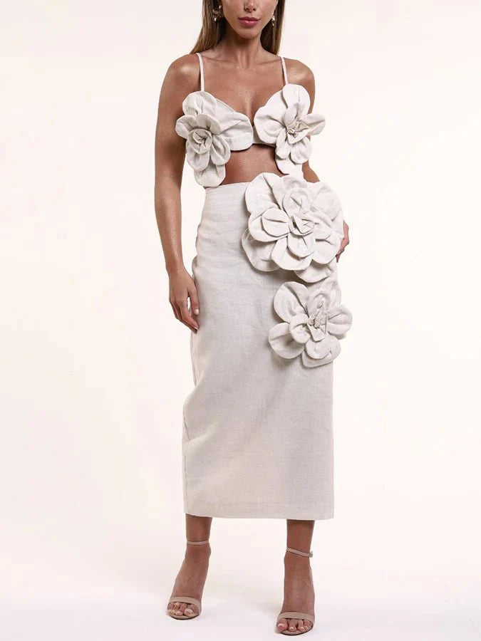 High Waist Flower Party Dress