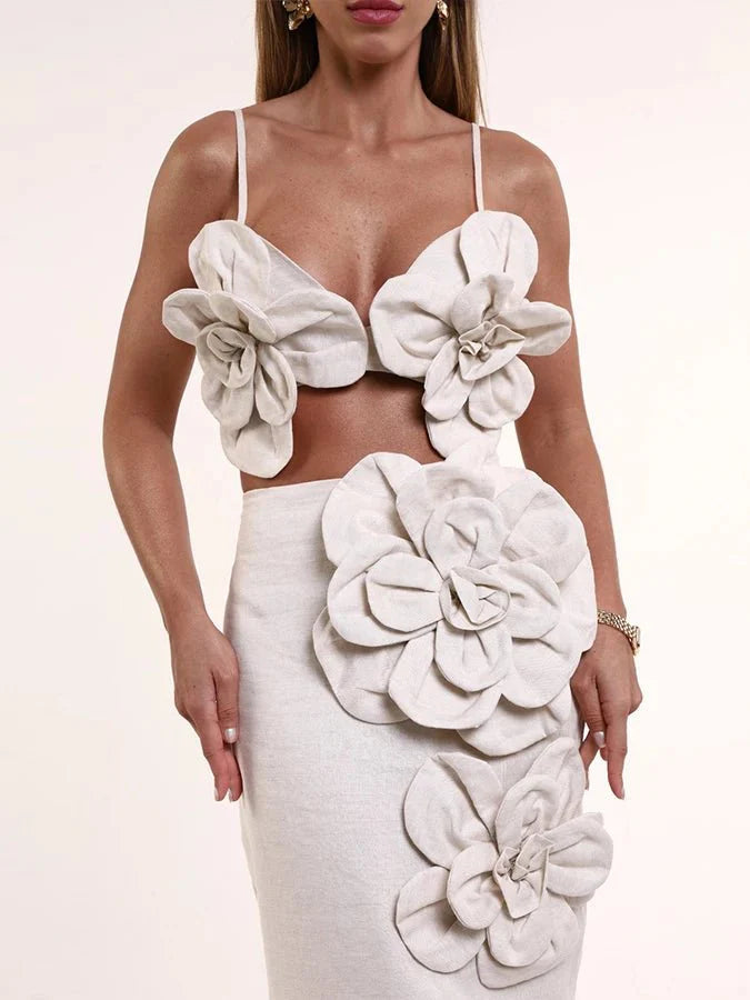 High Waist Flower Party Dress