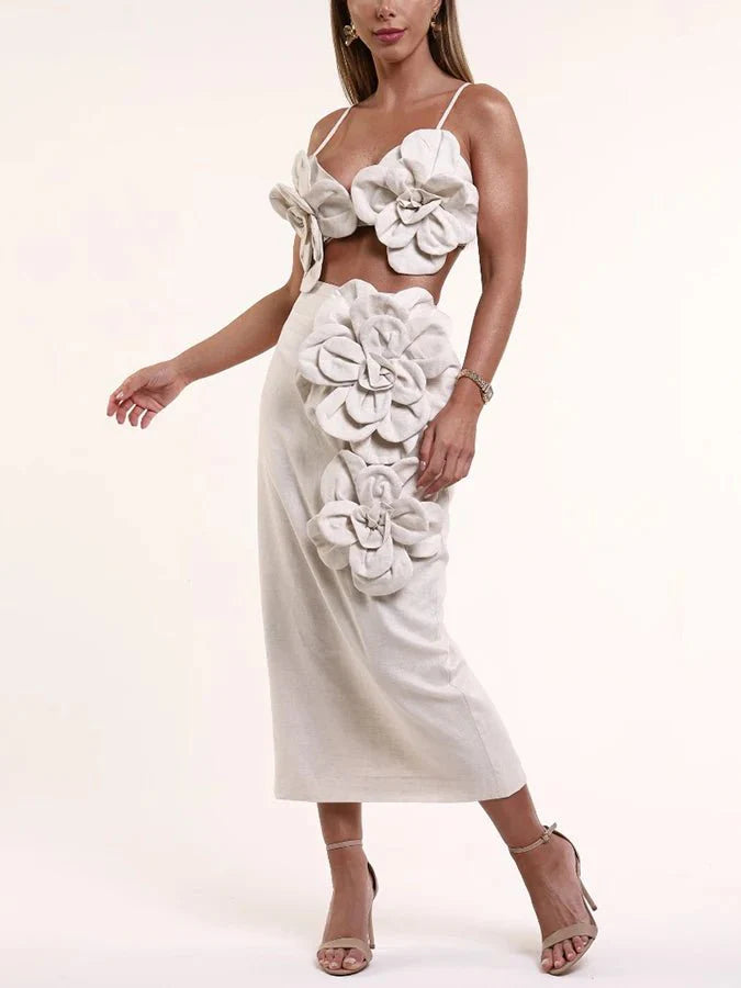 High Waist Flower Party Dress