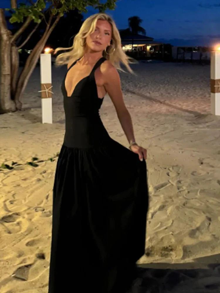 Hollow Out Sleeveless Bodycon Maxi Dress