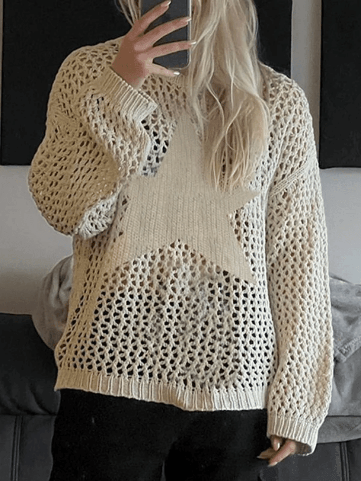Pydshop Hollow Out Star Crochet Knit Top
