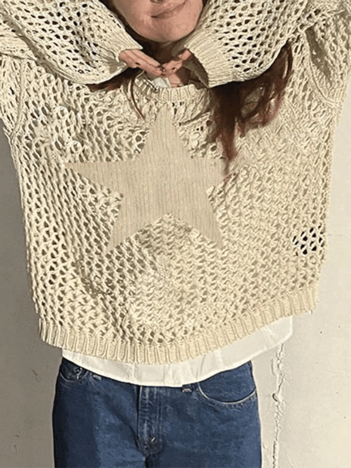 Pydshop Hollow Out Star Crochet Knit Top