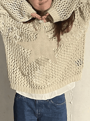 Pydshop Hollow Out Star Crochet Knit Top