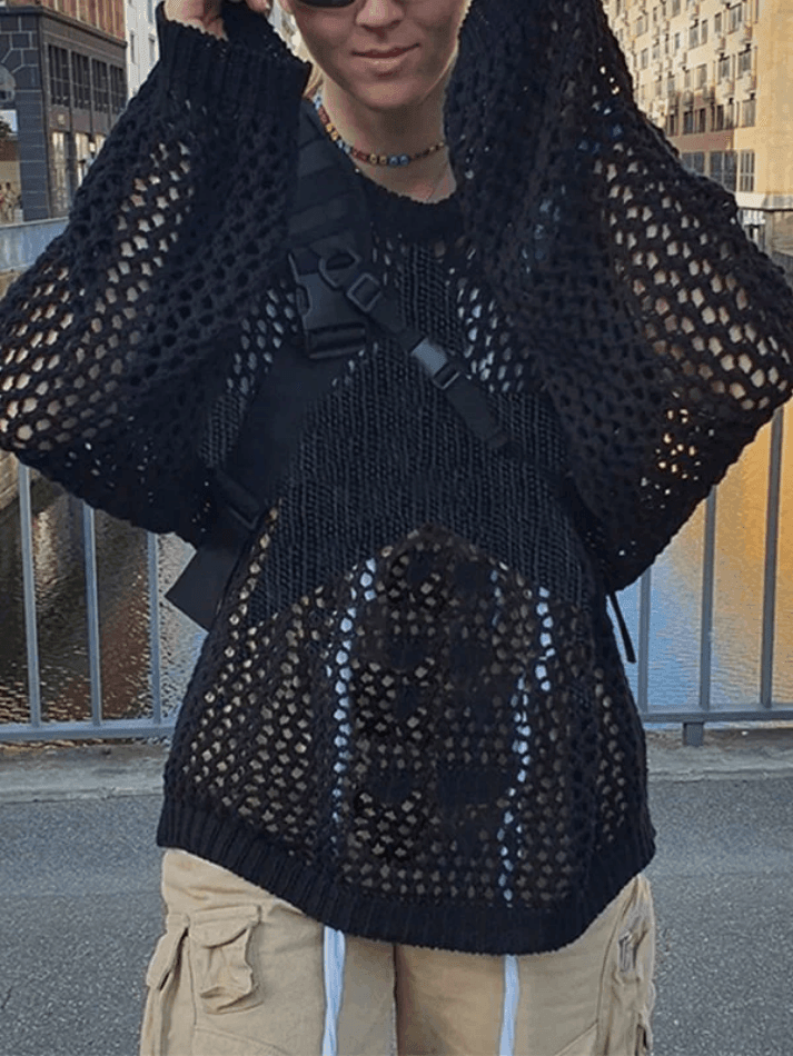 Pydshop Hollow Out Star Crochet Knit Top