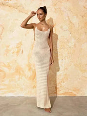 Knit Cut Out Spaghetti Strap Beach Cover-Up