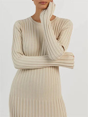 Knitted Long Sleeve Bandage Knitwear Dress