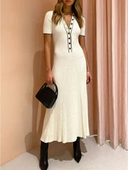 Knitted Rib Slim High Waist Casual Long Dress