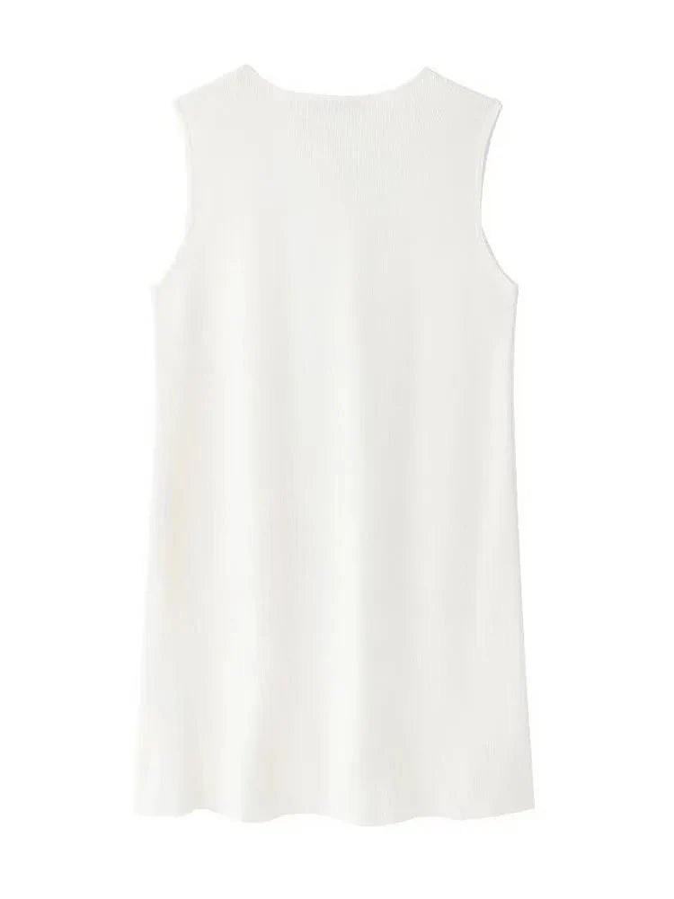 Knitted Sleeveless Bow Mini Dress