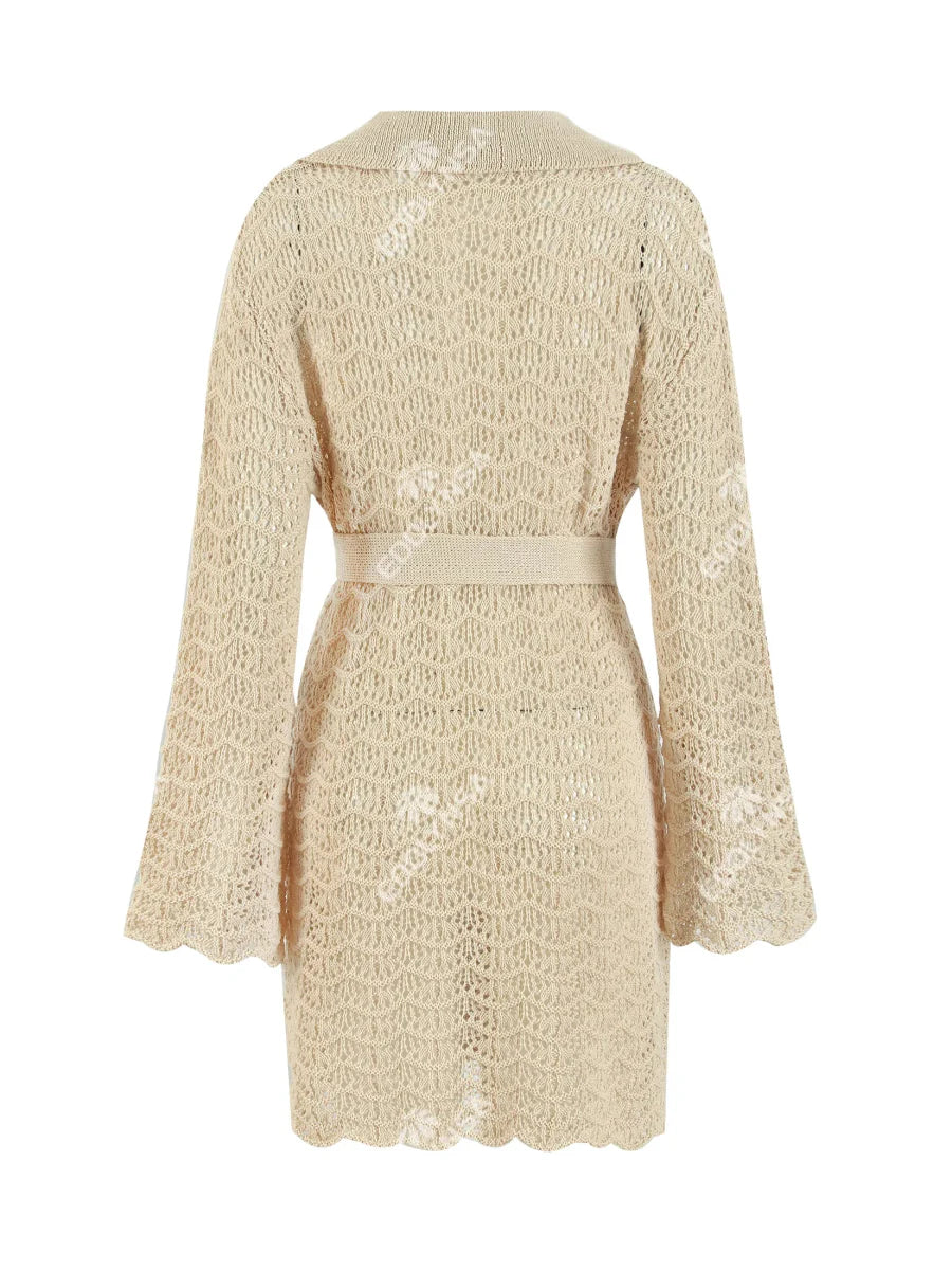 Knitted V-Neck Beach Mini Dress