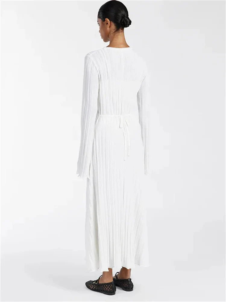 Knitwear Fashion Lace-Up Maxi Dress