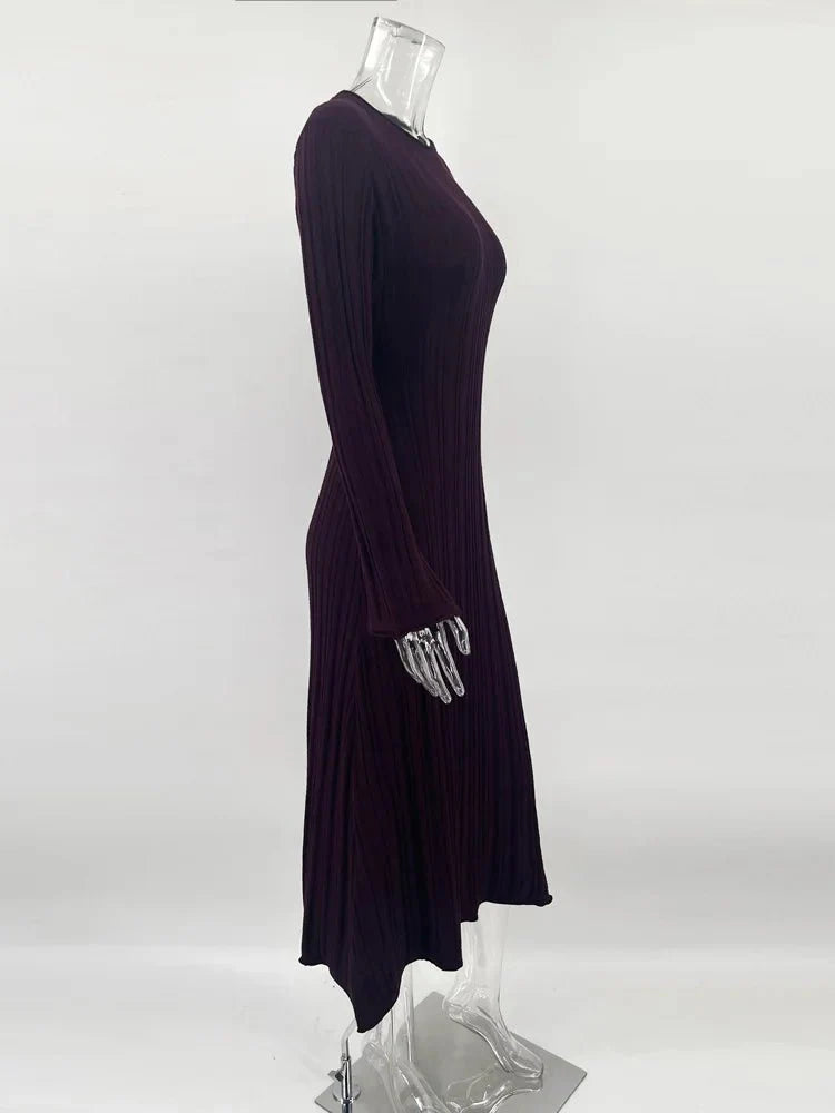 Knitwear Fashion Lace-Up Maxi Dress