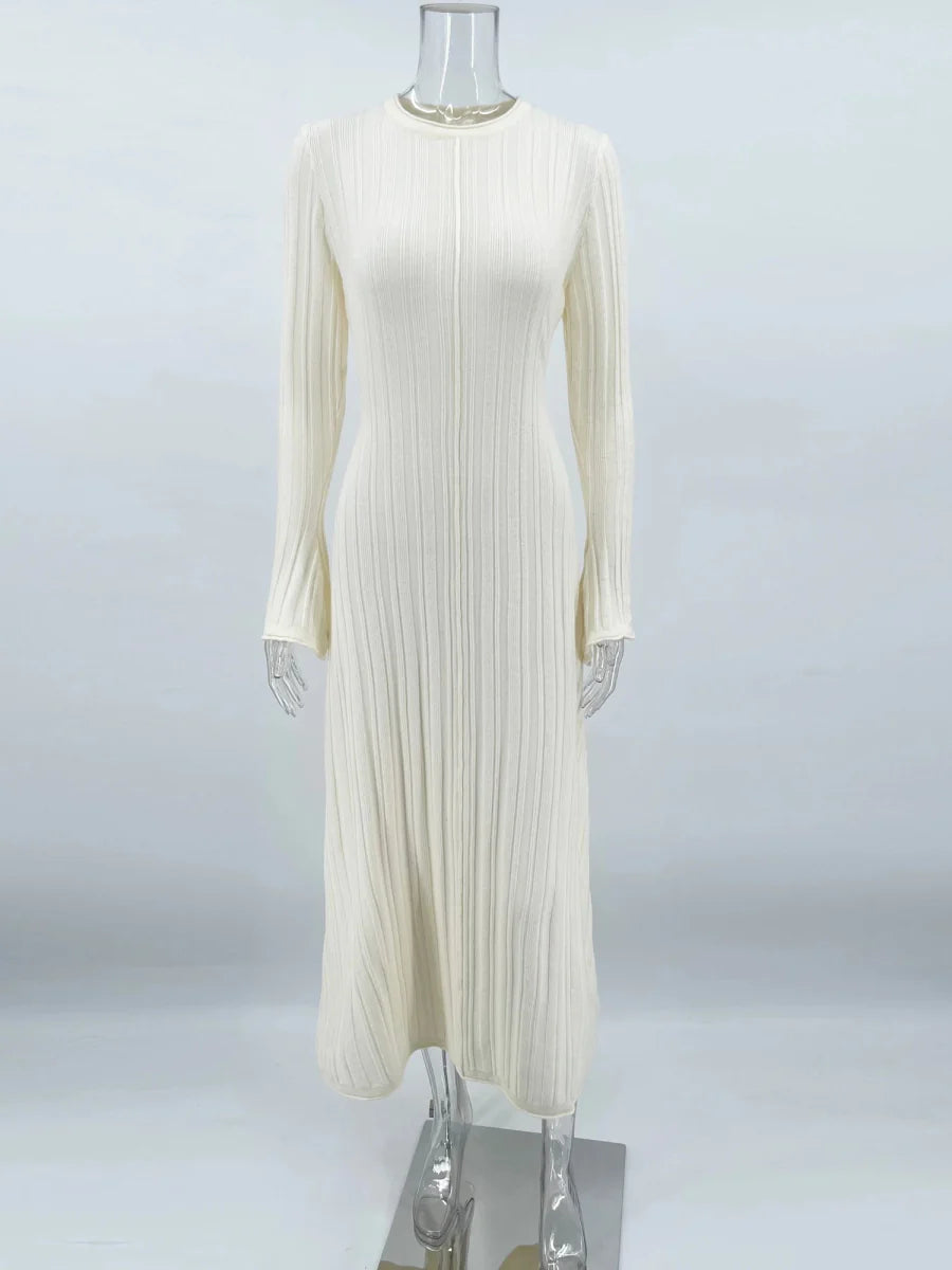 Knitwear Fashion Lace-Up Maxi Dress