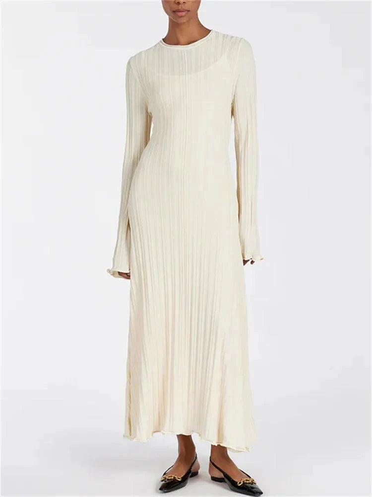 Knitwear Fashion Lace-Up Maxi Dress
