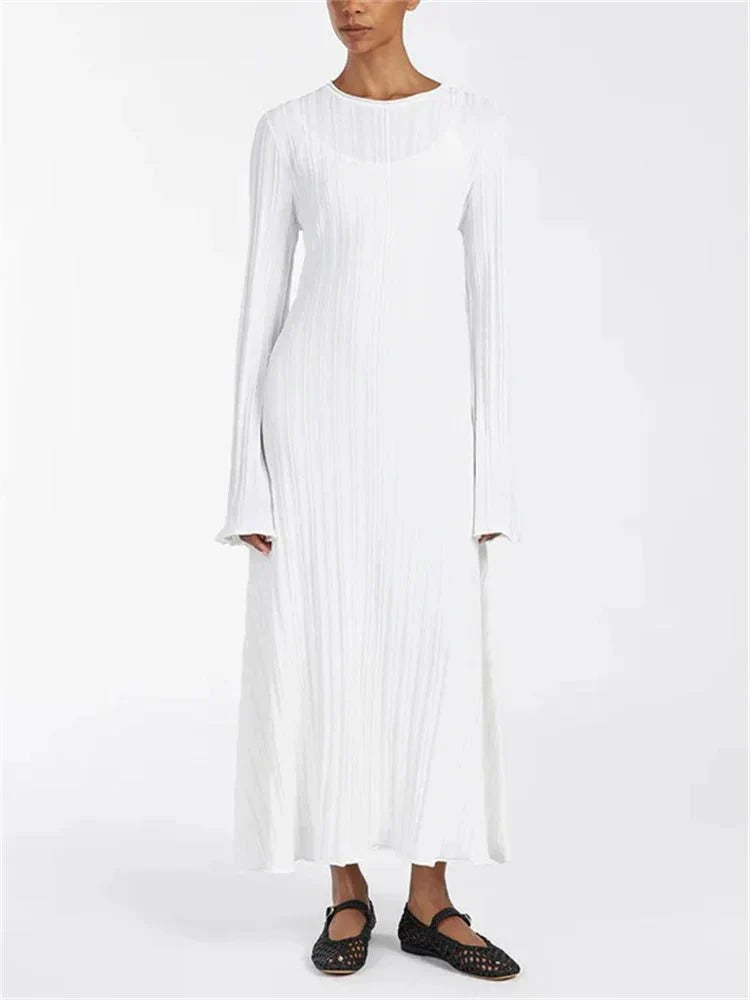 Knitwear Fashion Lace-Up Maxi Dress