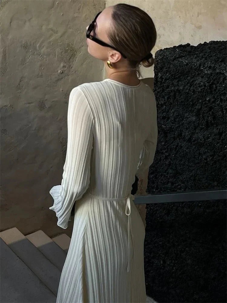 Knitwear Fashion Lace-Up Maxi Dress